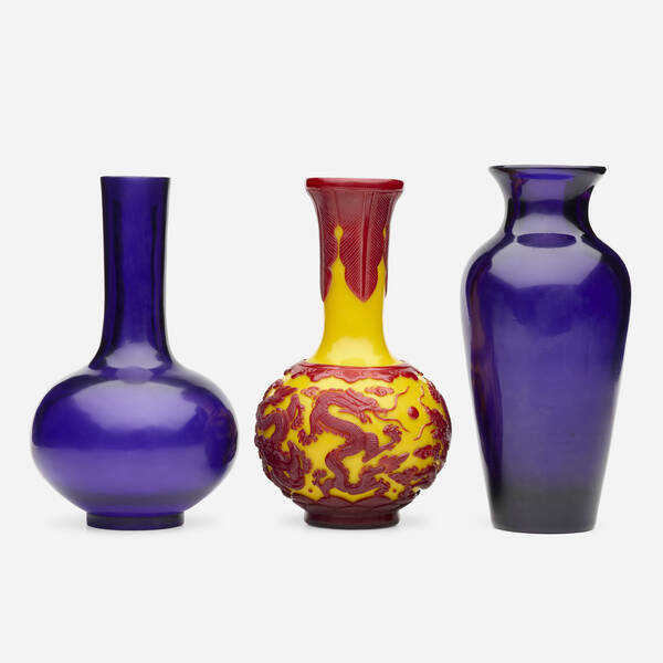 Chinese. Peking glass vases,