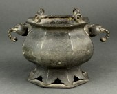 CHINESE PEWTER CENSER WITH ELE