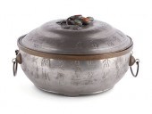 CHINESE PEWTER COVERED WARMING