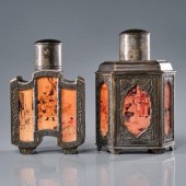 CHINESE PEWTER TEA CADDIESA se