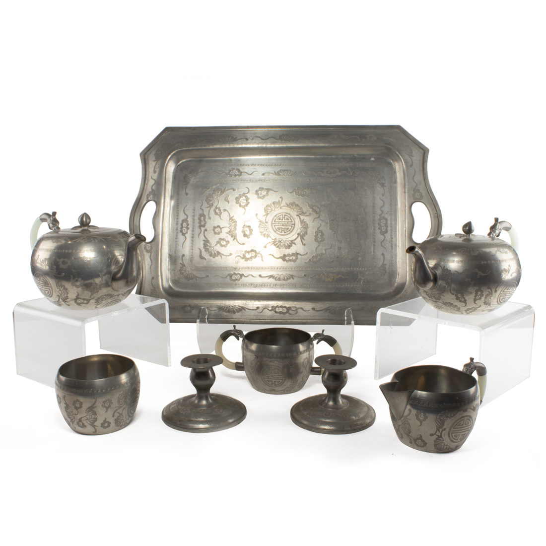 CHINESE PEWTER TEA SERVICE
