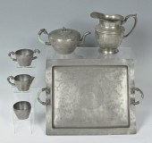 CHINESE PEWTER TEA SET WITH JA