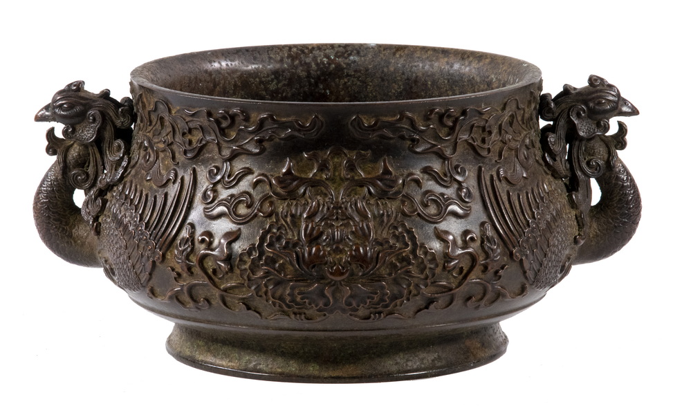 CHINESE PHOENIX HANDLE BRONZE