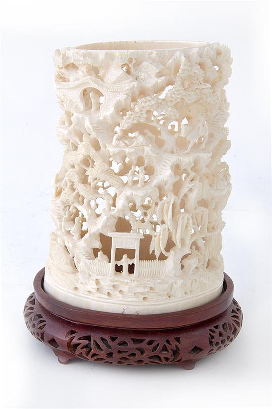 Chinese pierce-carved ivory tusk