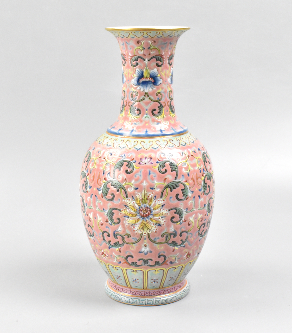 CHINESE PINK ENAMELED FLORAL