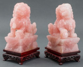CHINESE PINK QUARTZ FOO LIONS