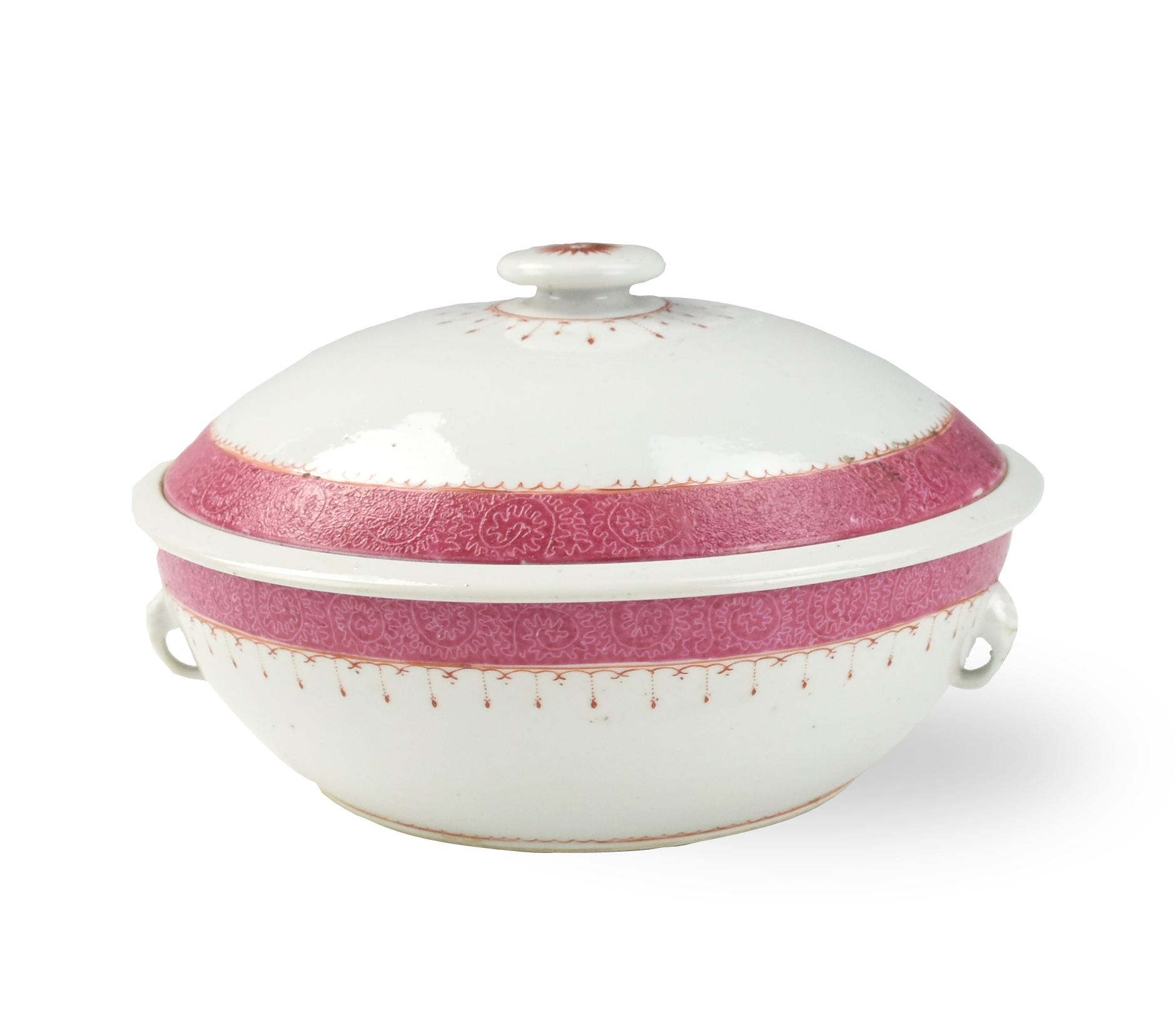 CHINESE PINK & WHITE TUREEN, 19TH