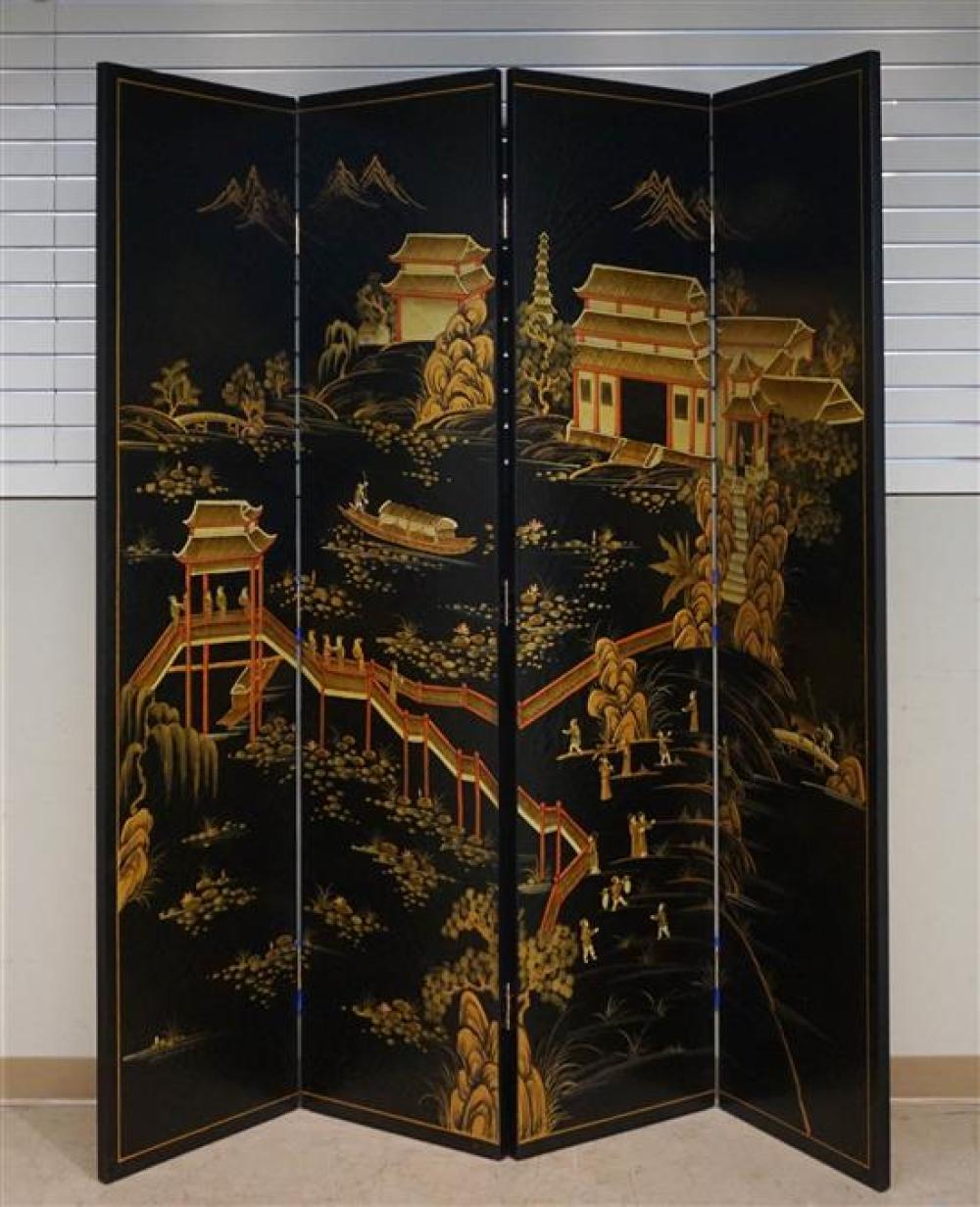 CHINESE POLYCHROME BLACK LACQUER