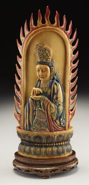 Chinese polychrome carved ivory