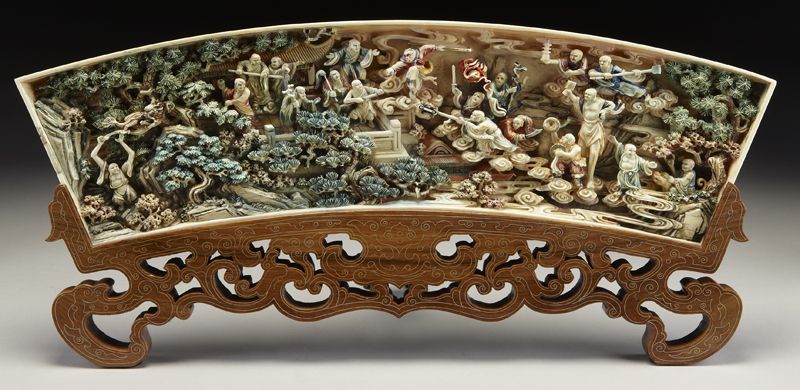 Chinese polychrome carved ivory