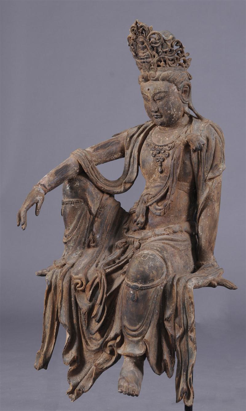 CHINESE POLYCHROME CARVED WOOD