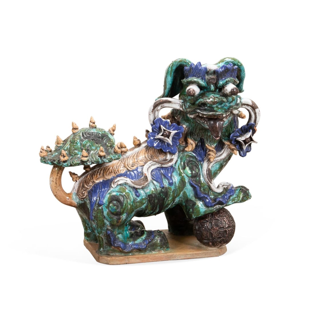CHINESE POLYCHROME CERAMIC GUARDIAN