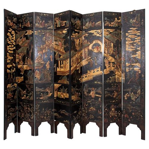 CHINESE POLYCHROME COROMANDEL EIGHT