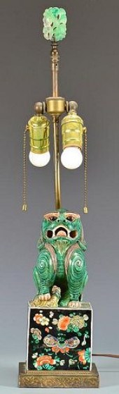 CHINESE POLYCHROME FOO DOG LAM