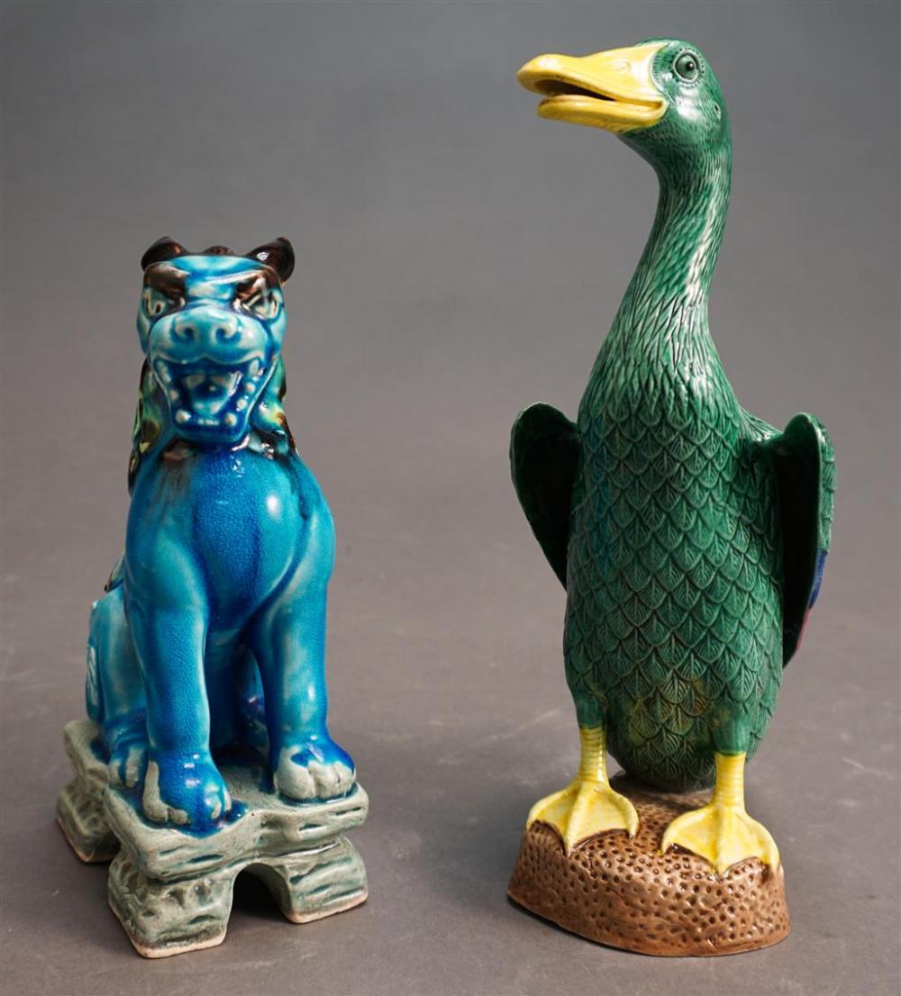 CHINESE POLYCHROME GLAZED DUCK