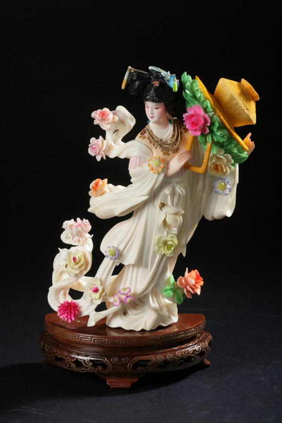 CHINESE POLYCHROME IVORY FIGURE