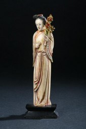 CHINESE POLYCHROME IVORY FIGUR