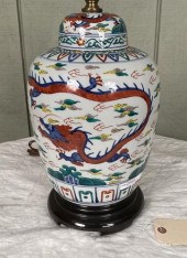 CHINESE POLYCHROME JAR, AS LAM