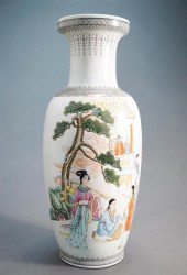 CHINESE POLYCHROME PAGODA SCEN