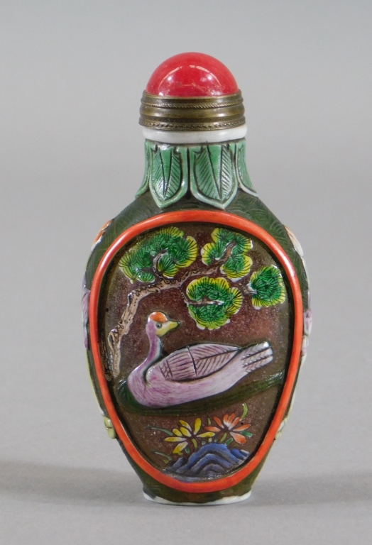 CHINESE POLYCHROME PEKING GLASS
