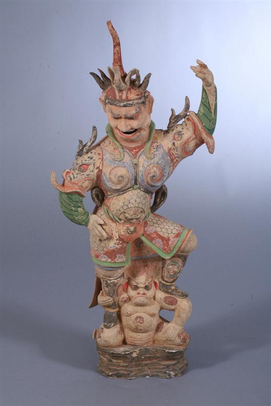 CHINESE POLYCHROME POTTERY FIGURE