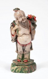 CHINESE POLYCHROME SOAPSTONE F