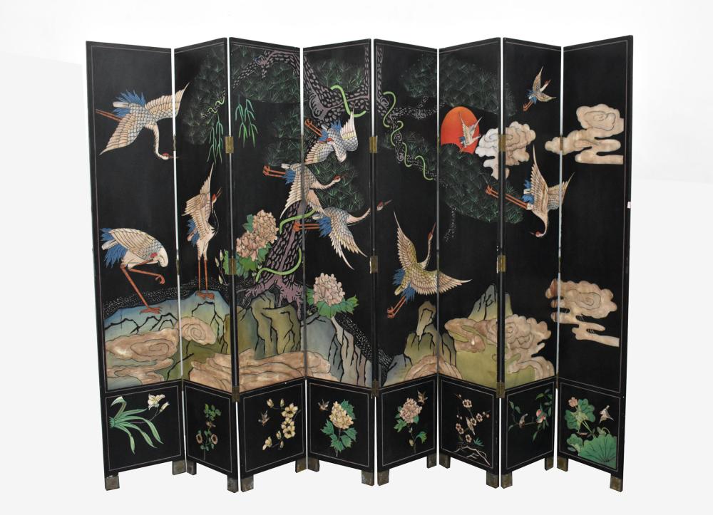 CHINESE POLYCHROMED BLACK LACQUER