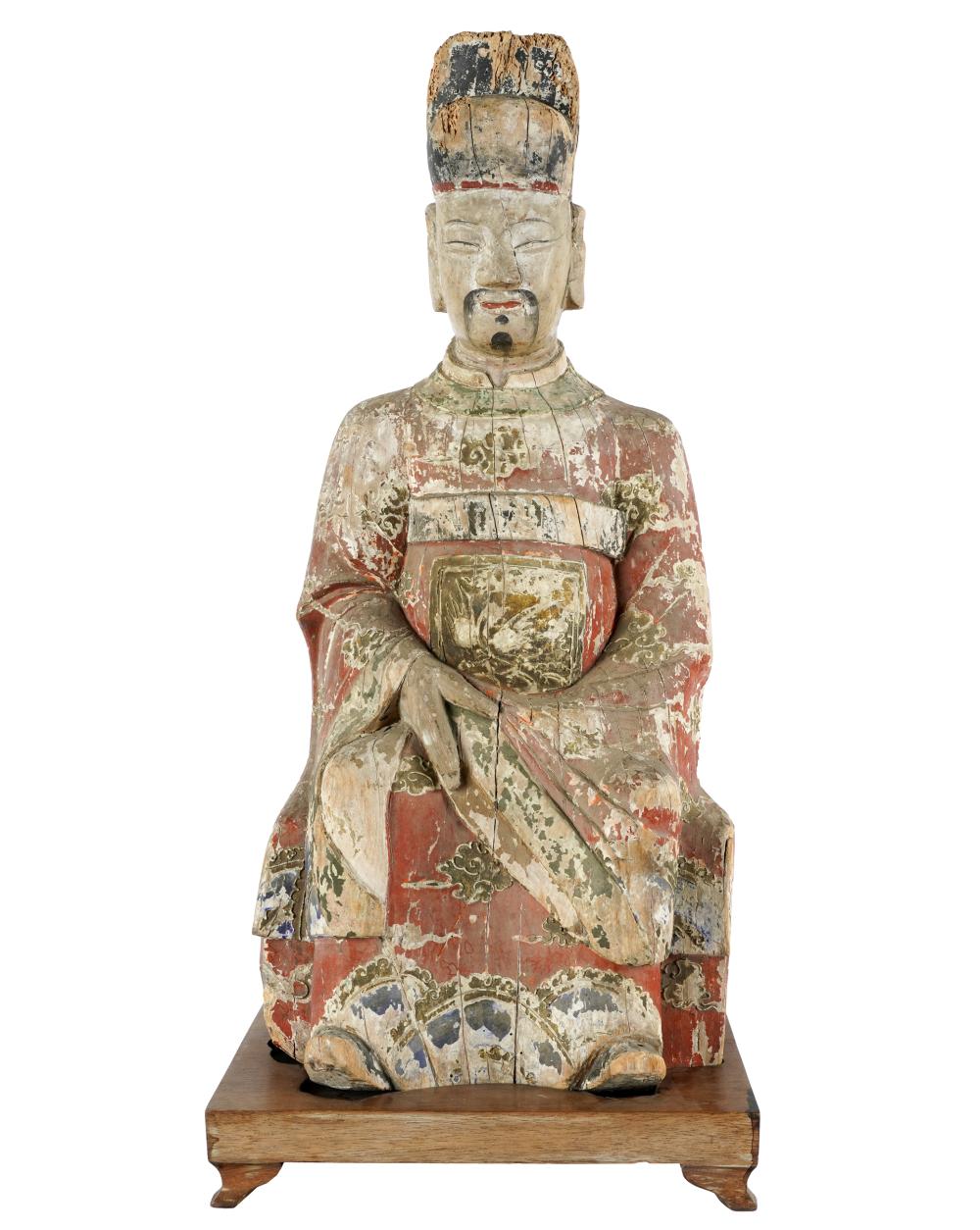 CHINESE POLYCHROMED & CARVED WOOD
