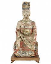 CHINESE POLYCHROMED & CARVED W
