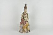 CHINESE POLYCHROMED WOOD FIGUR