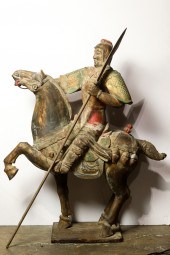CHINESE POLYCHROMED WOOD WARRI