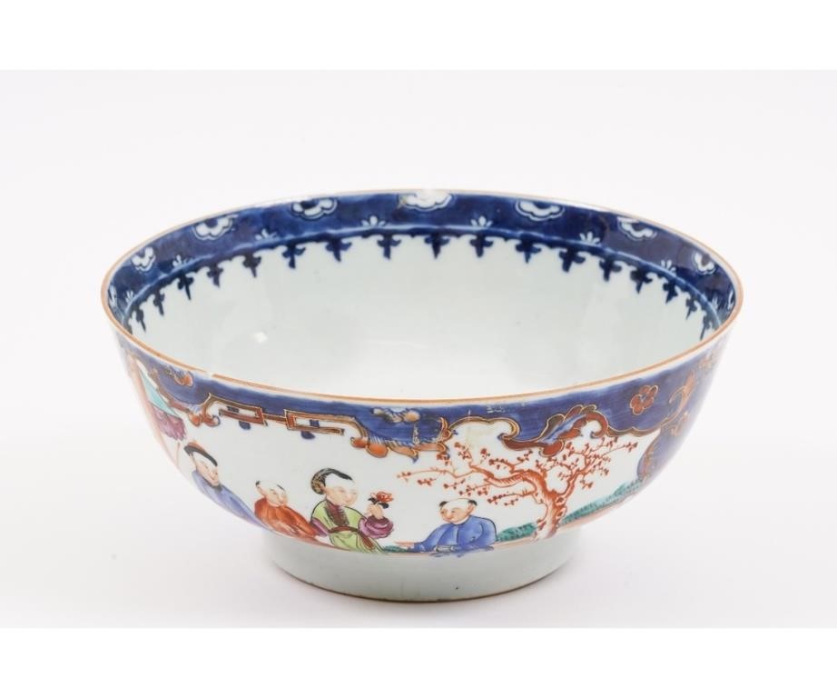 Chinese porcelain blue rimmed punch