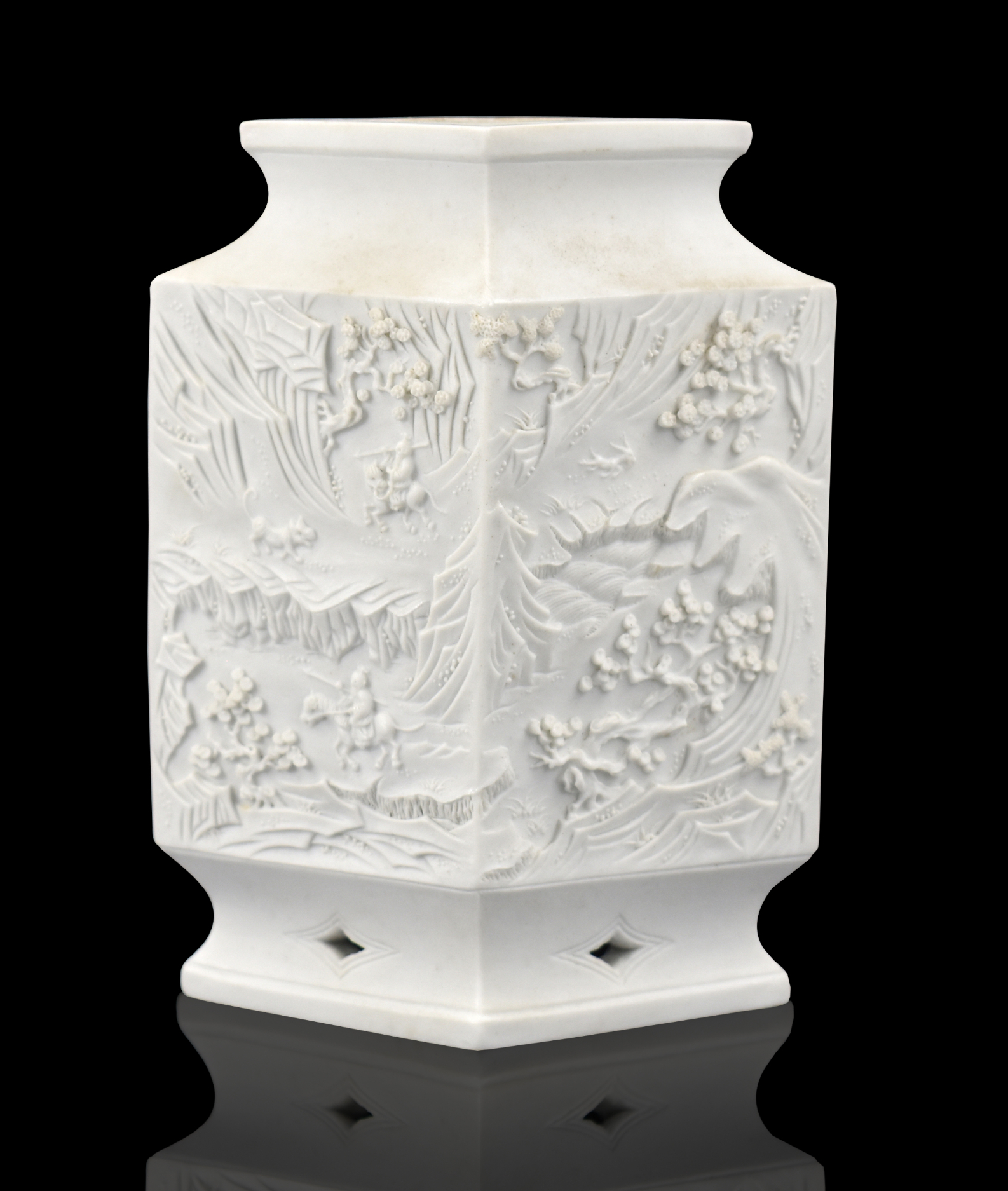 CHINESE PORCELAIN CARVED BRUSHPOT