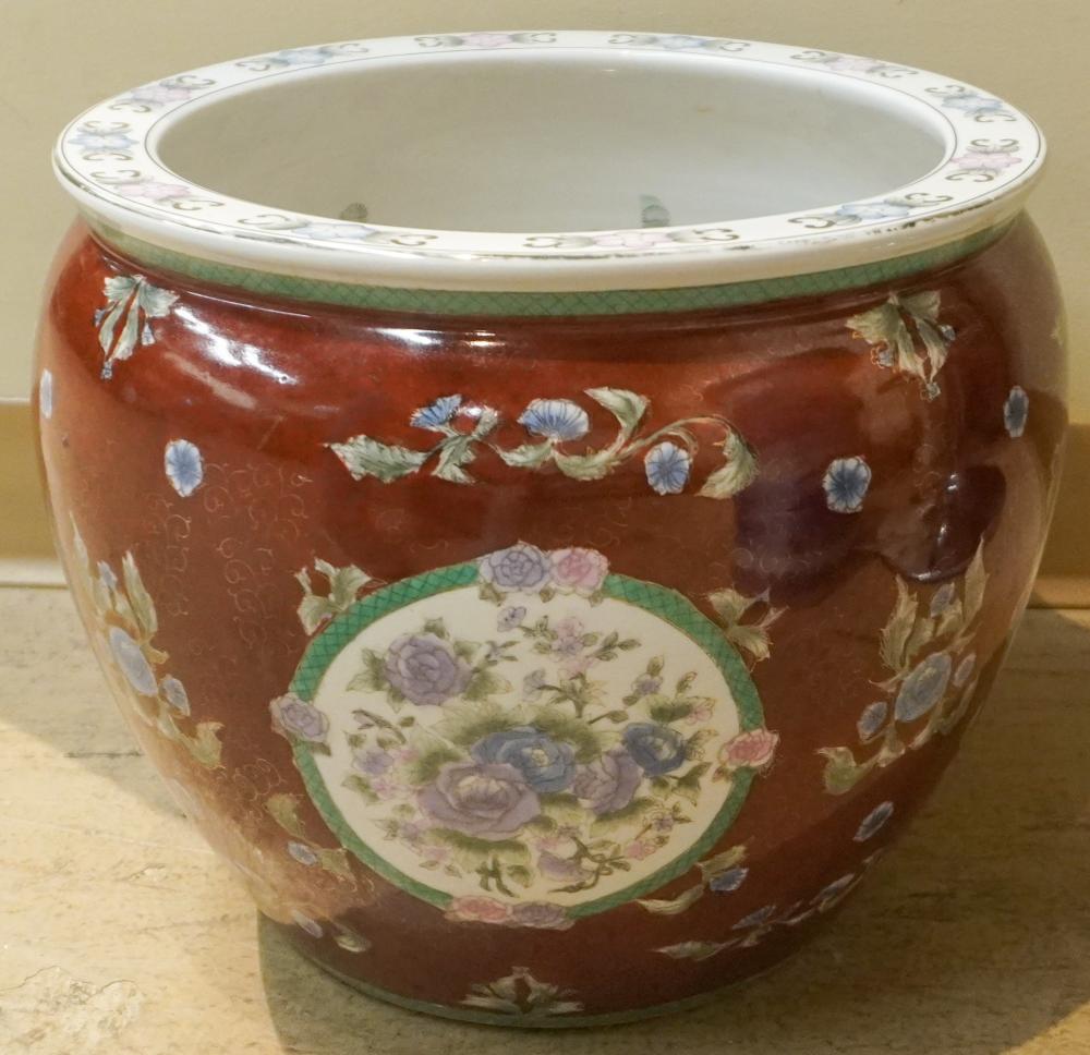 CHINESE PORCELAIN FISHBOWL, H: 12