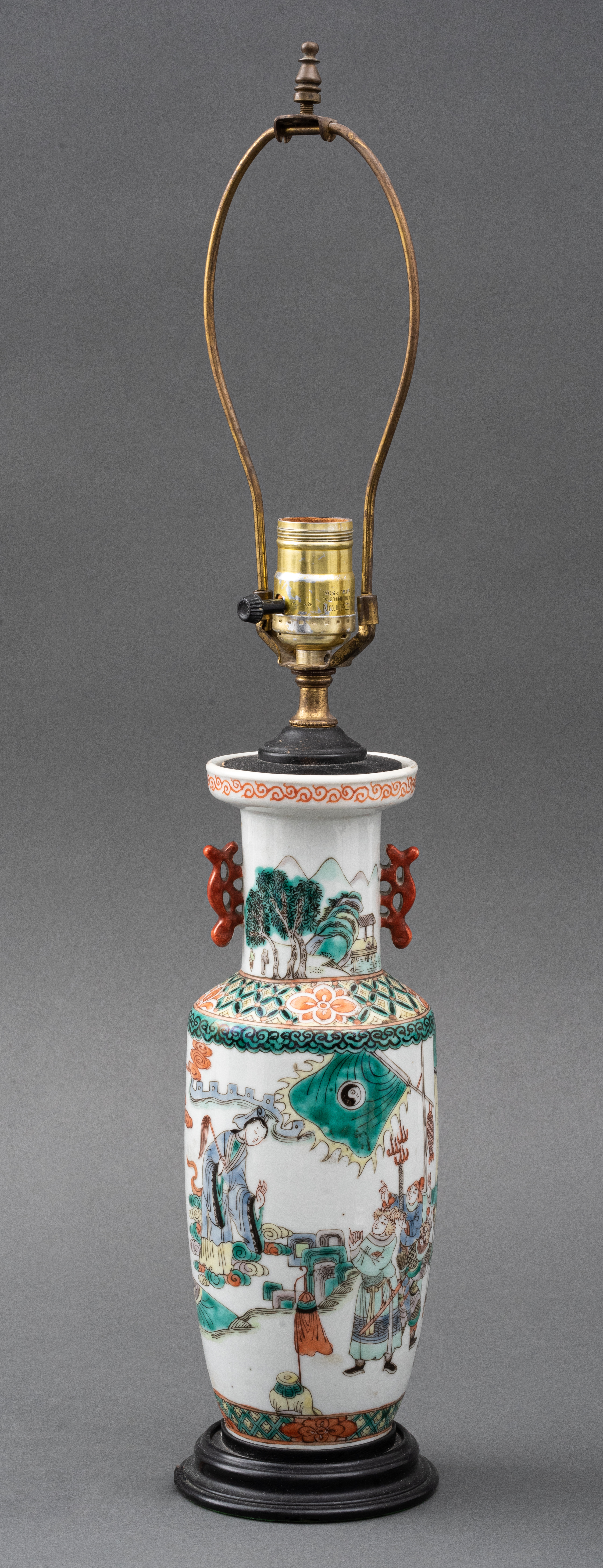 CHINESE PORCELAIN LAMP WITH FIGURAL
