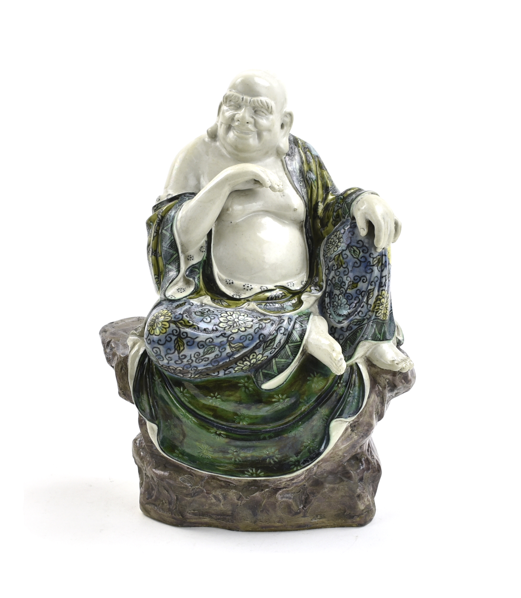 CHINESE PORCELAIN LUOHAN STATUE,
