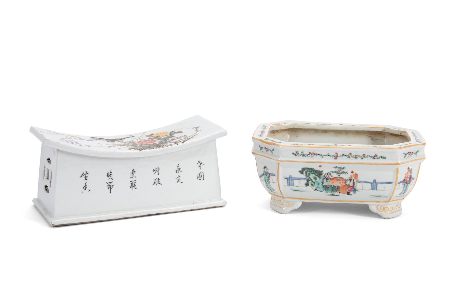 CHINESE PORCELAIN NECK REST AND