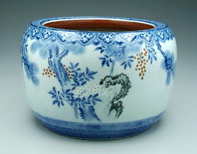 Chinese porcelain planter, blue and