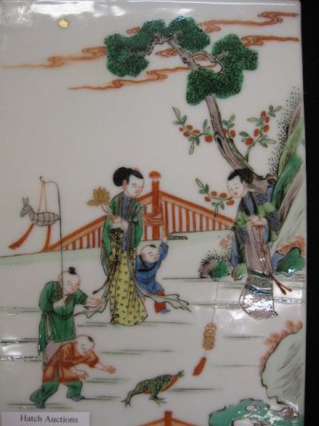 Chinese Porcelain Plaque woman with