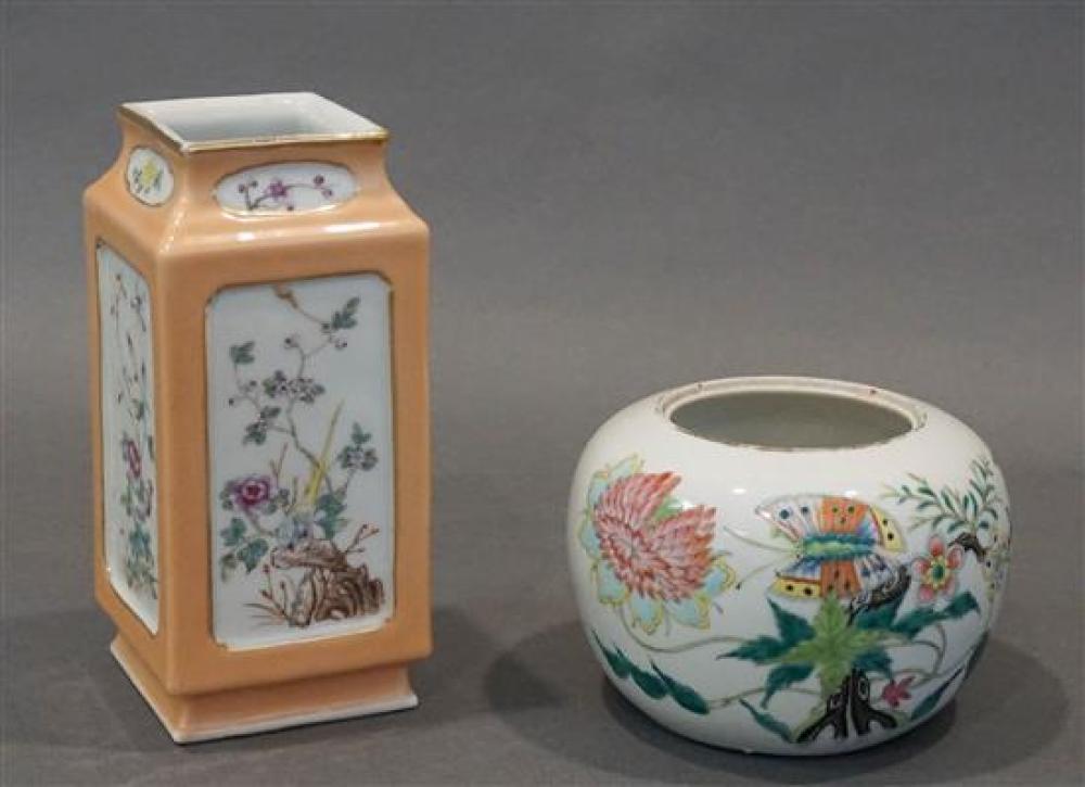 CHINESE PORCELAIN VASE AND A