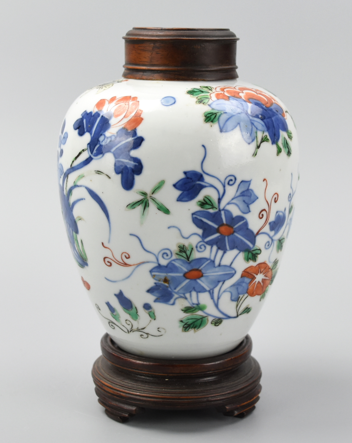 CHINESE PORCELAIN WUCAI JAR W/