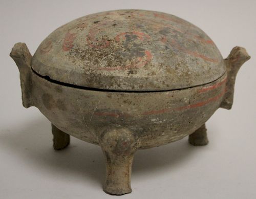CHINESE POTTERY COVERED JARWith 3