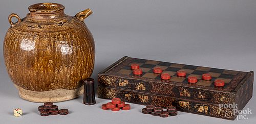 CHINESE POTTERY CROCK, TOGETHER