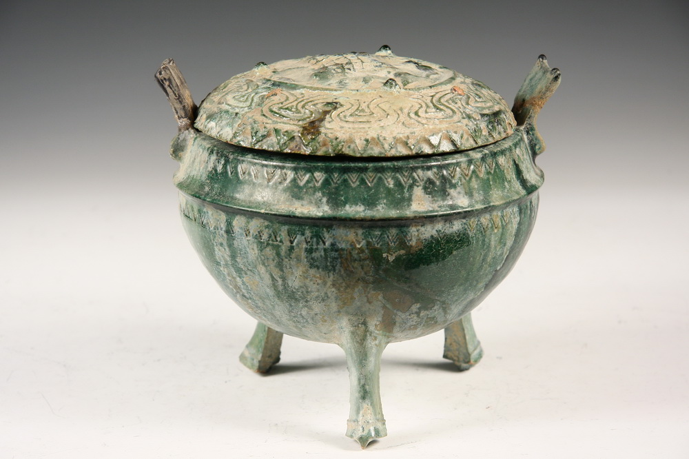 CHINESE POTTERY DING - Green Glazed