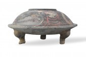 CHINESE POTTERY ENAMELED TRIPO