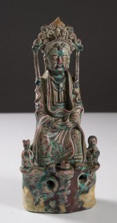 CHINESE POTTERY GUANYIN SCULPT