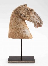 CHINESE POTTERY HAN HORSE HEAD