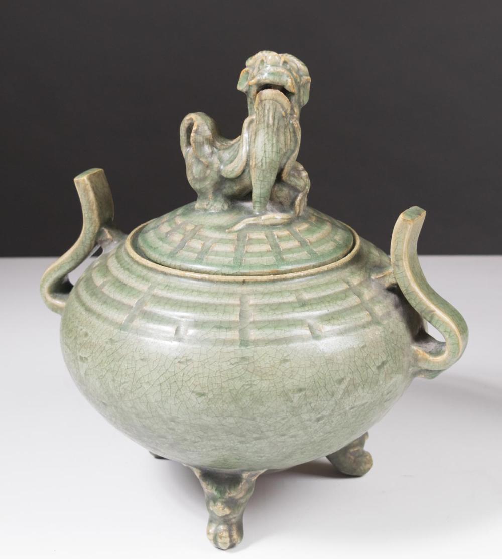 CHINESE POTTERY LIDDED CENSER,