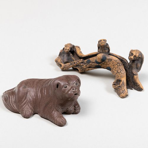 CHINESE POTTERY TREE FORM BRUSH