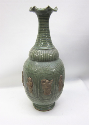 CHINESE POTTERY VASE with green